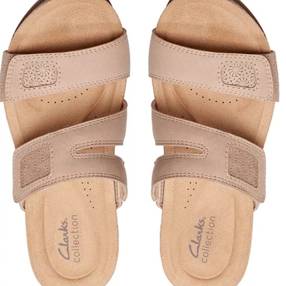 Clarks Shoes - New CLARKS
Women's Calenne Maye Slip On Wedge Sandals 11w